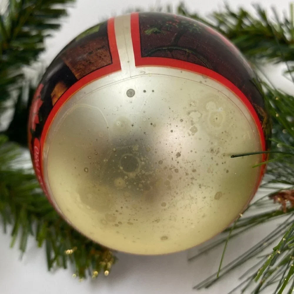 VINTAGE HALLMARK ORNAMENT Fireplace Scene Ornament Glass Ball 1980 Estate Find